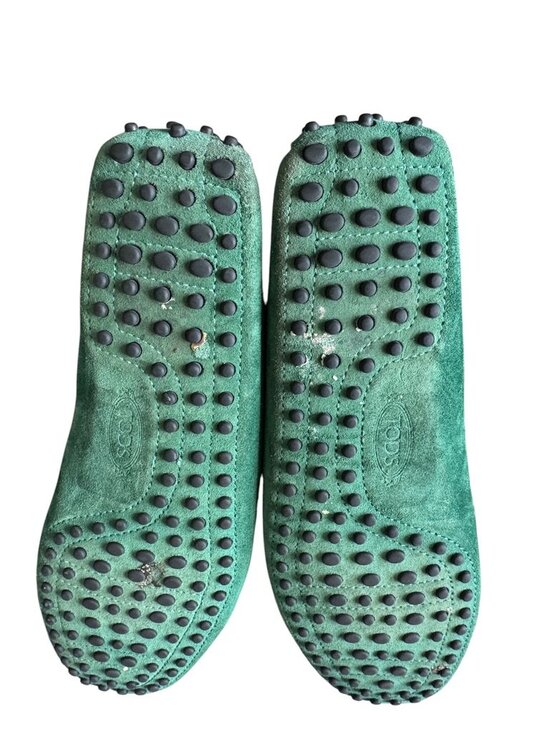 Tod\'s City Gommino Driving Suede Loafers Green mens size 8,5 shoes made in Italy main image 9